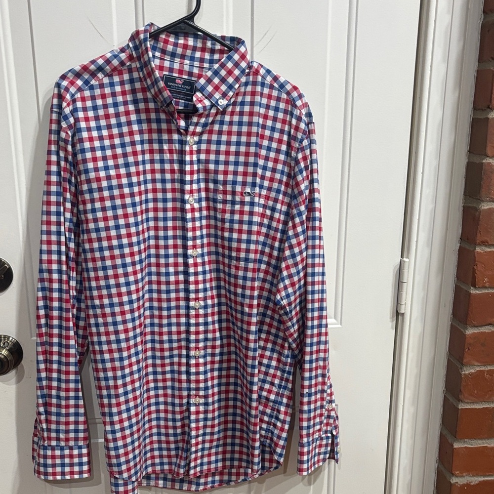 Vineyard Vines Red and Blue Checkered Button Down Shirt
